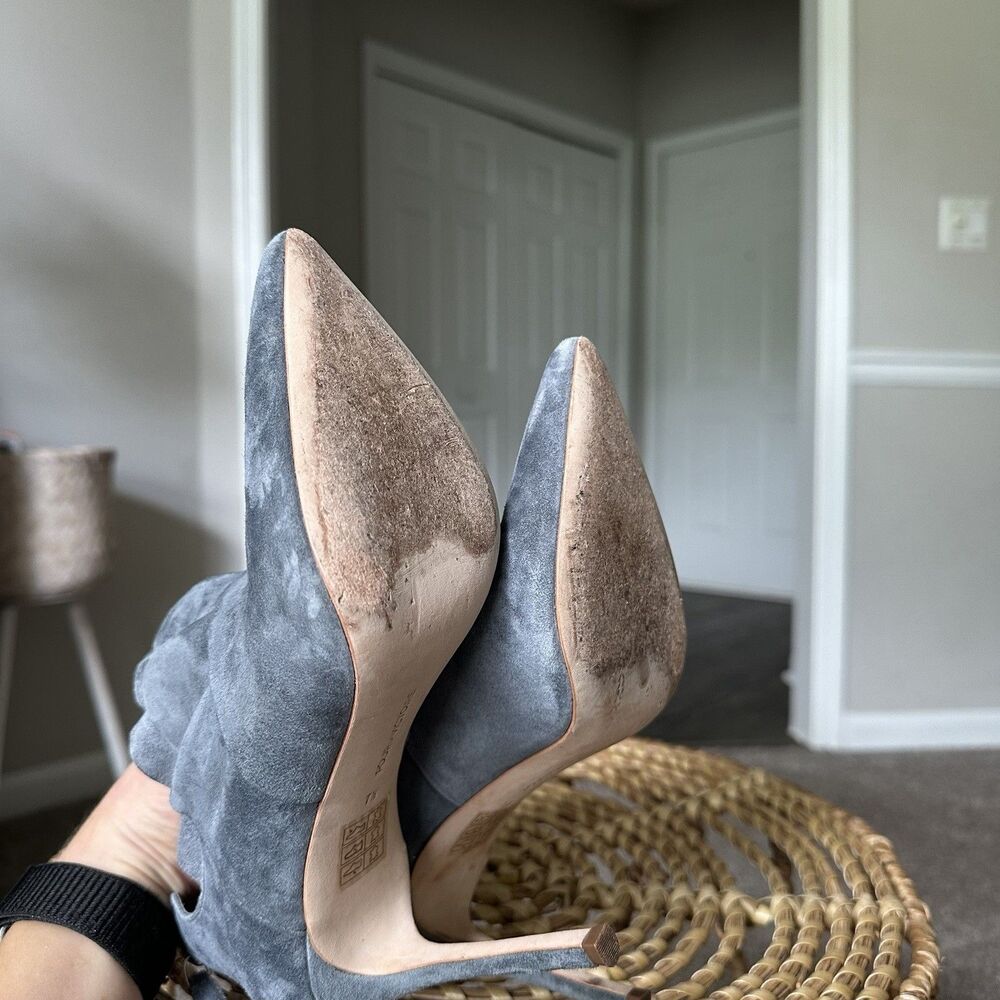 Pour La Victoire Ceara Stiletto Suede Ankle Boot Light Grey Blue Womens US 7.5 - Picture 10 of 12